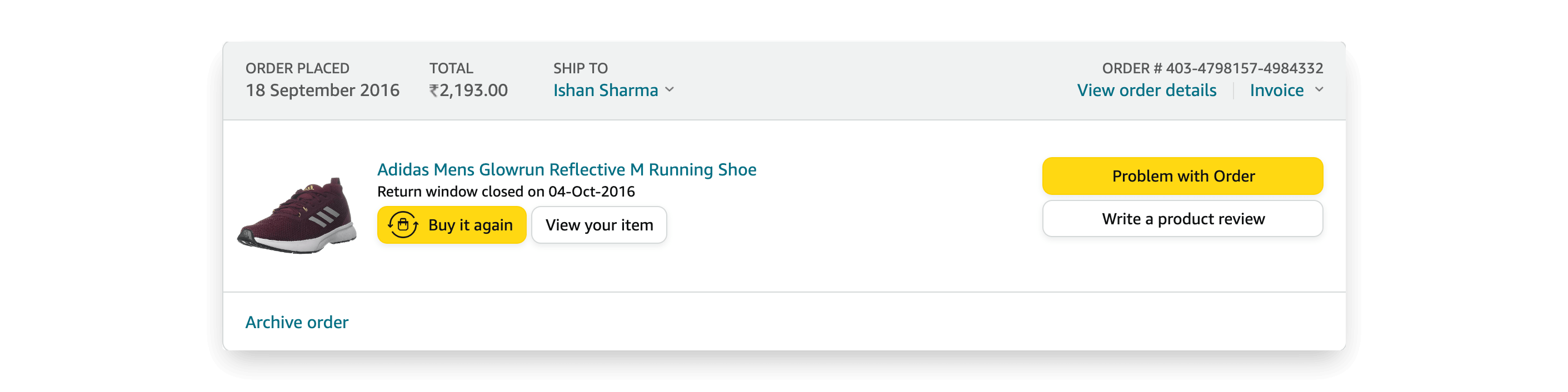 Adidas Order| @ishandeveloper | Ishan Sharma